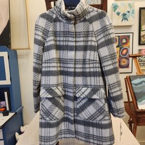 NWT Fleet Street Plaid Women's Coat - Gray and White